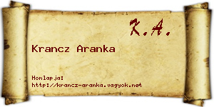 Krancz Aranka névjegykártya